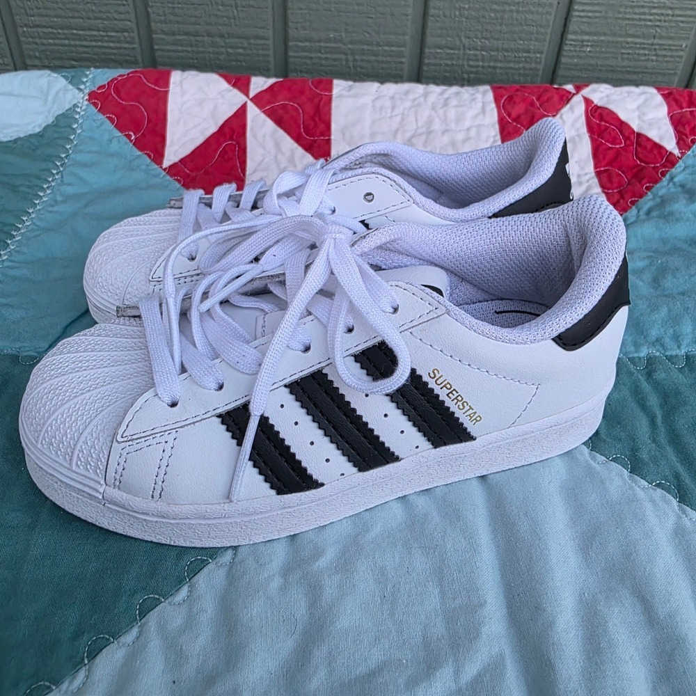 Adidas Superstar Kids White Black Gold FU7714 Sneakers 12K Hip Hop Streetwear